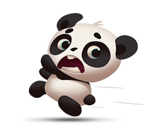 Running panda looking worried