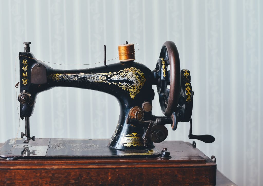 An old-fashioned manual sewing machine