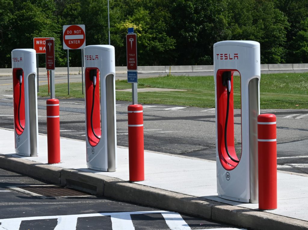 An electric car charging station