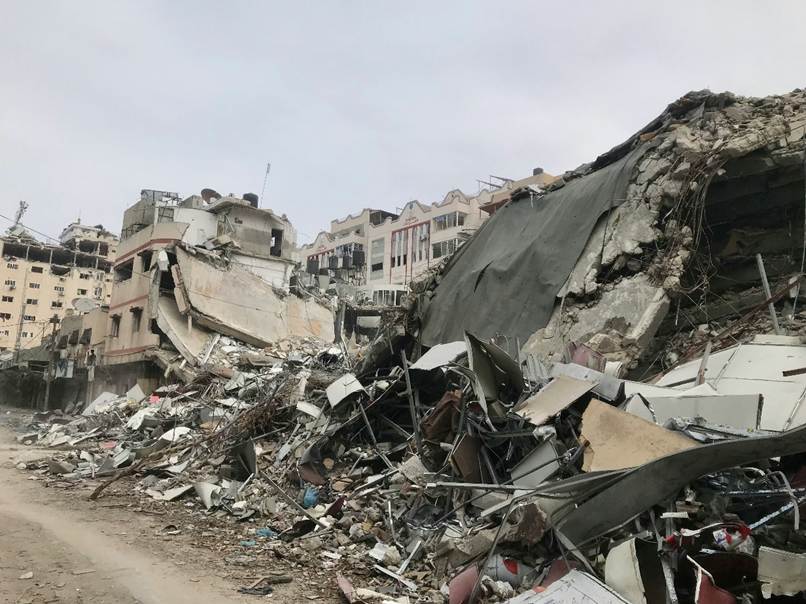 A street ruined by bomb damage