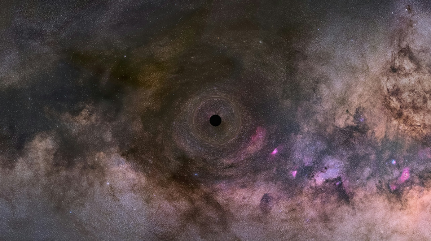 A Hubble space telescope picture simulating a black hole