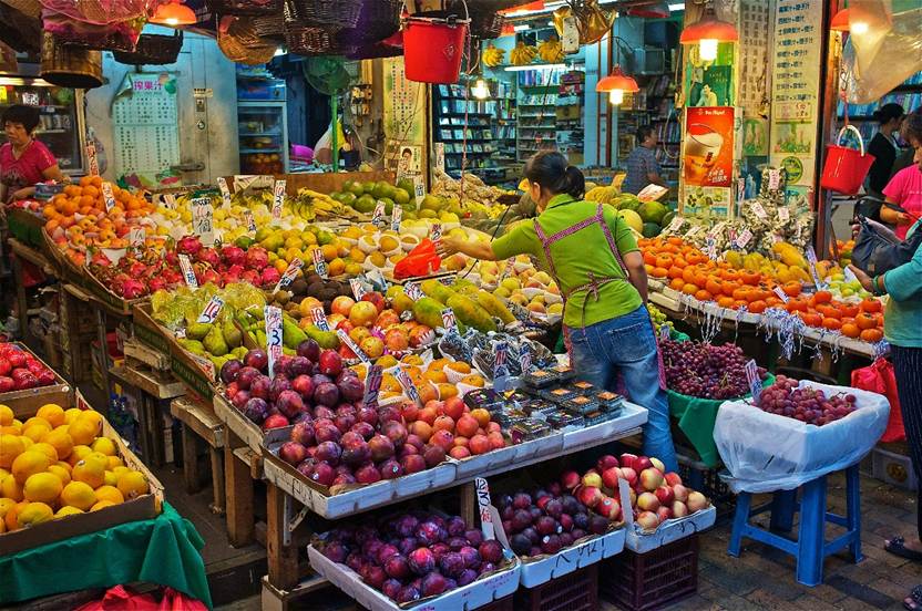A wonderful colourful and exotic fruit stall with products from all over the world