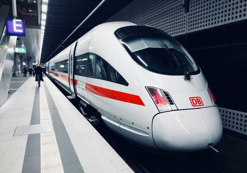 A sleek high-speed train