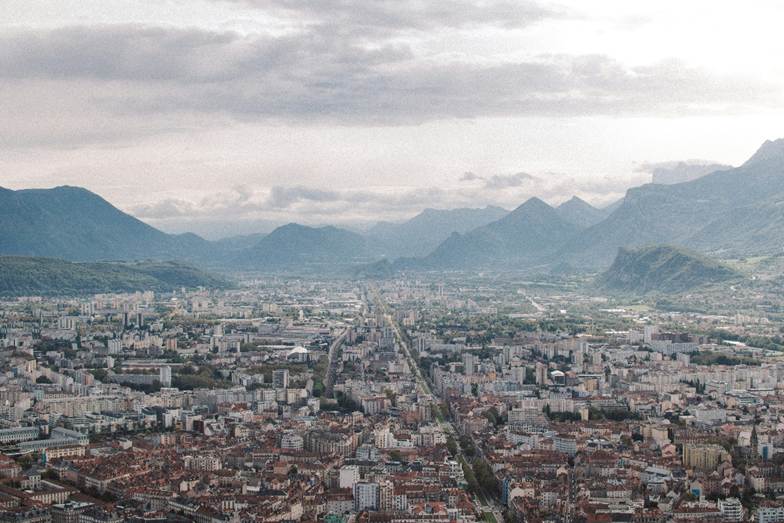 A view of Grenoble and the Alps