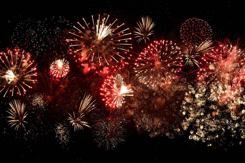 Beautiful fireworks filling the sky